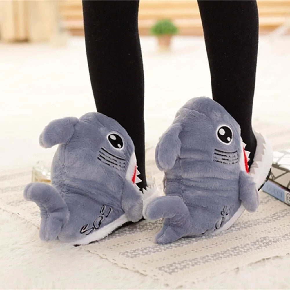 Fuzzy Shark Slippers