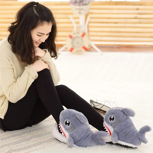 Fuzzy Shark Slippers